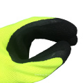 Hi-Vis-Bauarbeiten Handschuhe 13g 15 Gauge Polyester Strickschaum Schaum Latexpalmenbeschichtete Handschuhe